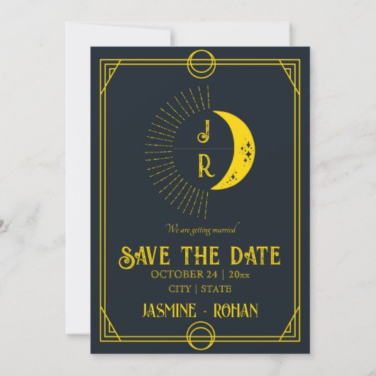 Benutzerdefinierte Monogramm Tarot-Karte Hochzeit Save The Date (Vorderseite)