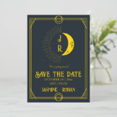 Benutzerdefinierte Monogramm Tarot-Karte Hochzeit Save The Date (Stehend Vorderseite)