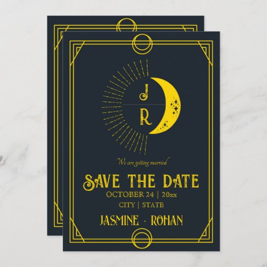 Benutzerdefinierte Monogramm Tarot-Karte Hochzeit Save The Date (Vorne/Hinten)