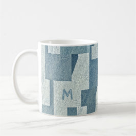 benutzerdefinierte Monogramm-Tasse "Blue Concrete" Kaffeetasse