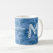 Benutzerdefinierte Monogramm-Tasse und Name Blue C Kaffeetasse (VorderseiteRechts)