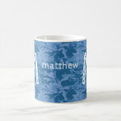 Benutzerdefinierte Monogramm-Tasse und Name Blue C Kaffeetasse (Mittel)