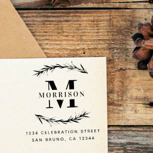 Benutzerdefinierte Monogramm- und Familienname-Rüc Gummistempel