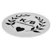 Benutzerdefinierte Monogramm und Nachname Laurels  Schneidebrett (Ecke)
