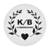 Benutzerdefinierte Monogramm und Nachname Laurels  Schneidebrett (Vorderseite)