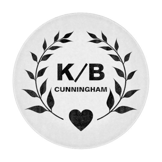 Benutzerdefinierte Monogramm und Nachname Laurels  Schneidebrett (Vorderseite)