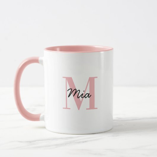 Benutzerdefinierte Monogramm und Name fett farbige Tasse (Links)