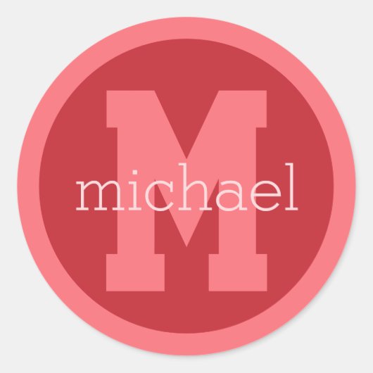 Benutzerdefinierte Monogramm und Name Runder Aufkleber (Vorderseite)