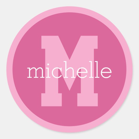 Benutzerdefinierte Monogramm und Name Runder Aufkleber (Vorderseite)