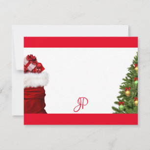 Benutzerdefinierte Monogramm-Weihnachtsbaum-Handsc Mitteilungskarte