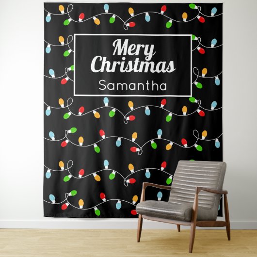 Benutzerdefinierte Monogramm-Weihnachtslichter Wandteppich (Beispiel)