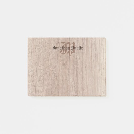Benutzerdefinierte Monogramm-Woodschau alte Skript Post-it Klebezettel (Vorderseite)