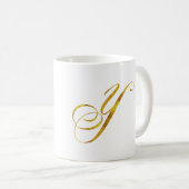 Benutzerdefinierte Monogramm-Y-Imitat-Goldfolie-Mo Kaffeetasse (VorderseiteRechts)