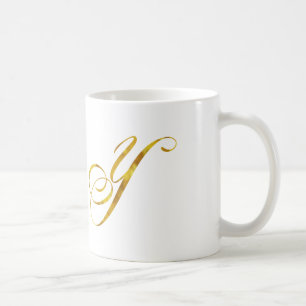 Benutzerdefinierte Monogramm-Y-Imitat-Goldfolie-Mo Kaffeetasse