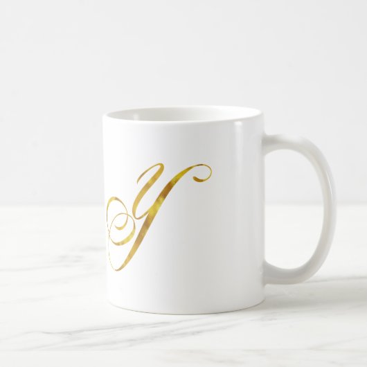 Benutzerdefinierte Monogramm-Y-Imitat-Goldfolie-Mo Kaffeetasse (Rechts)
