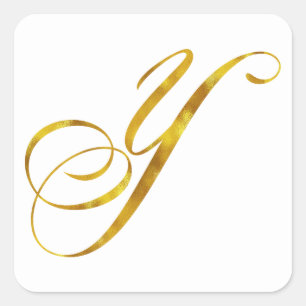 Benutzerdefinierte Monogramm-Y-Imitat-Goldfolie-Mo Quadratischer Aufkleber