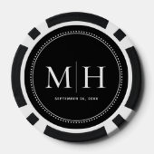 Benutzerdefinierte monogrammierte schwarze Hochzei Pokerchips (Rückseite)