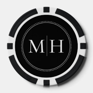 Benutzerdefinierte monogrammierte schwarze Hochzei Pokerchips