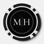 Benutzerdefinierte monogrammierte schwarze Hochzei Pokerchips (Rückseite)