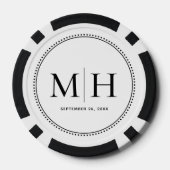 Benutzerdefinierte monogrammierte weiße Hochzeitsp Pokerchips (Rückseite)