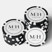Benutzerdefinierte monogrammierte weiße Hochzeitsp Pokerchips (Stapel)