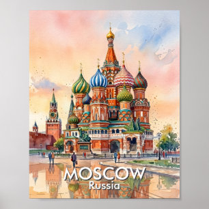 Benutzerdefinierte Moskau Russland Kathedrale Aqua Poster