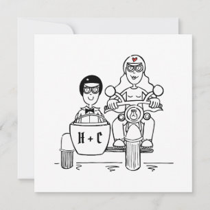 Benutzerdefinierte Motorrad- und Seitenwagen-Hochz Einladung