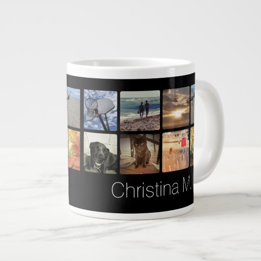 Benutzerdefinierte Multi-Foto-Mosaikbild-Collage Jumbo-Tasse (Vorderseite Rechts)