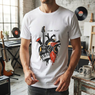 benutzerdefinierte Musik Herz Gitarre Klavier Keyb T-Shirt