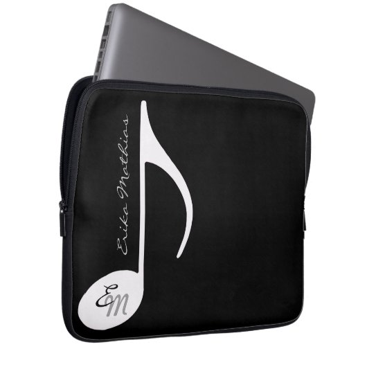 Benutzerdefinierte Musikanzeige in Schwarz und Wei Laptopschutzhülle (Vorne Rechts)
