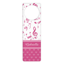 Benutzerdefinierte Musiknote und Herzmuster rosa W Türanhänger