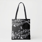 Benutzerdefinierte Musiknoten Monogramm Schwarz/We Tasche (Vorderseite)
