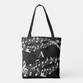 Benutzerdefinierte Musiknoten Monogramm Schwarz/We Tasche (Rückseite)