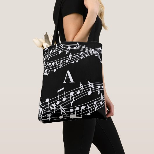 Benutzerdefinierte Musiknoten Monogramm Schwarz/We Tasche (Von Nahem)