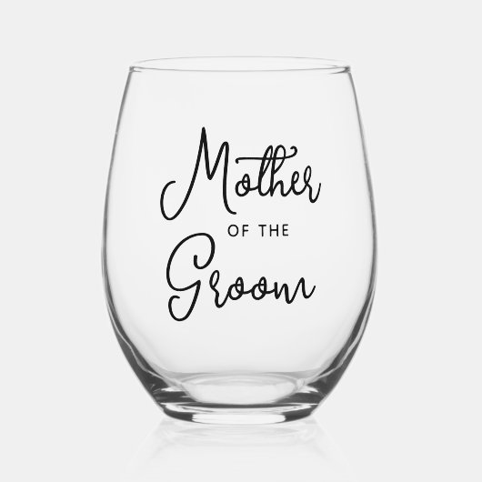 Benutzerdefinierte Mutter des Groom Black Text Sch Weinglas Ohne Stiel (Vorderseite)