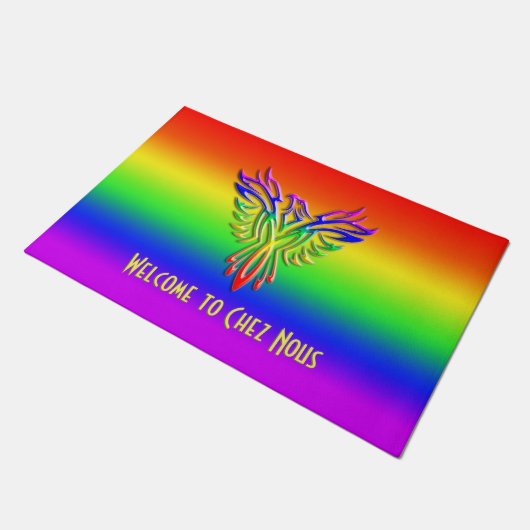 Benutzerdefinierte Nachricht, LGBT-Regenbogenpride Fußmatte (Schrägansicht)