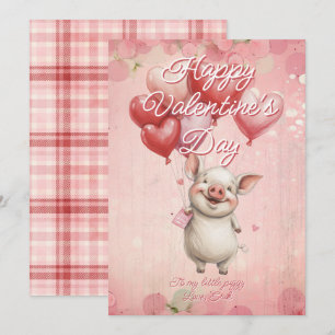 Benutzerdefinierte Nachricht Schwein Tier Valentin Feiertagskarte