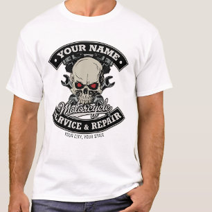 Benutzerdefinierte NAME Biker Mechaniker Totenkopf T-Shirt