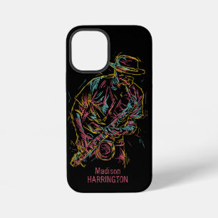 Benutzerdefinierte Name Colorful Jazz Player Handy iPhone 12 Mini Hülle