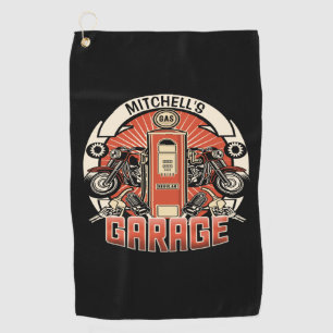 Benutzerdefinierte NAME Retro-Tankstelle Motorrad Golfhandtuch