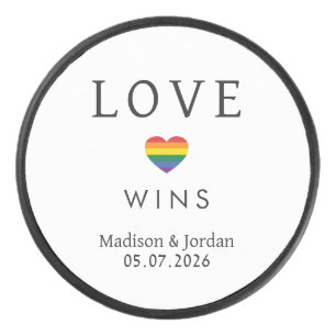 Benutzerdefinierte Namen / Text Regenbogen LIEBE Eishockey Puck