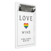 Benutzerdefinierte Namen / Text Regenbogen LIEBE Mini Klemmbrett (Schrägansicht)