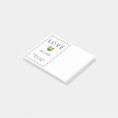 Benutzerdefinierte Namen / Text Regenbogen LIEBE Post-it Klebezettel (angewinkelt)