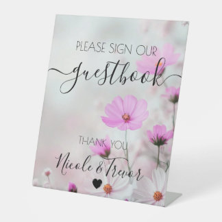 Benutzerdefinierte Namen Zarte rosa Blumen Tischsc Sockelschild