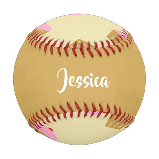 Benutzerdefinierte Namens-Cupcakes-Muster Baseball (Vorderseite)