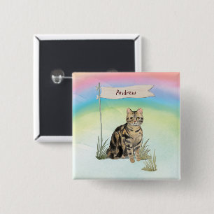 Benutzerdefinierte Namens-Tabby-Katze Haustier Button