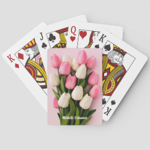 Benutzerdefinierte Namens-Tulpen auf Rosa Spielkarten