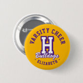 Benutzerdefinierte Namens-Varsity-Cheer-Pin, Schul Button (Vorne & Hinten)