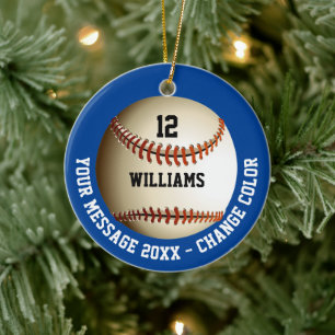 Benutzerdefinierte Namensnummer Nachricht Baseball Keramik Ornament