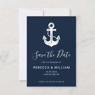 Benutzerdefinierte nautische marineblaue Anker-Hoc Save The Date